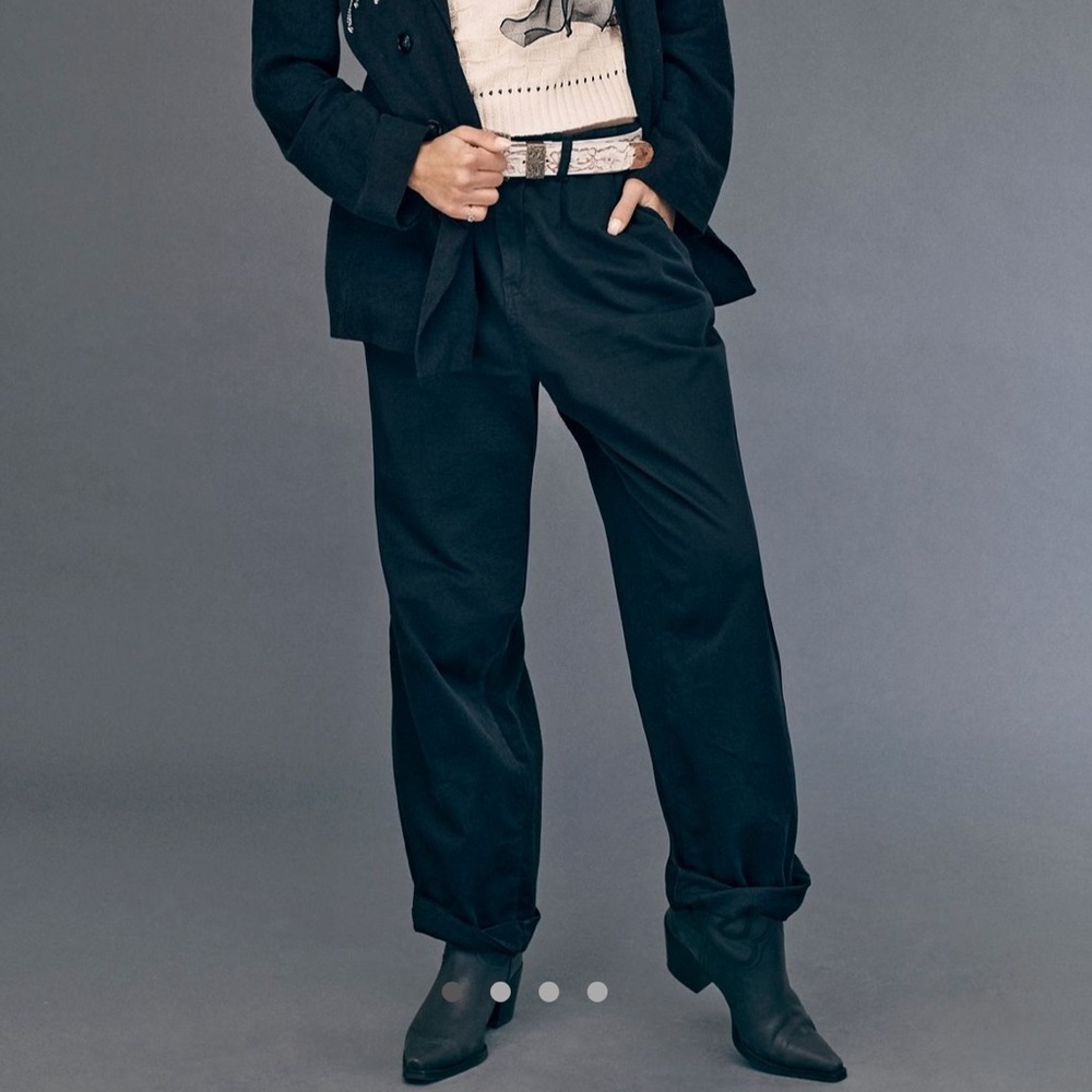 Free people Black Tailored Trousers with Wide-Leg Silhouette
